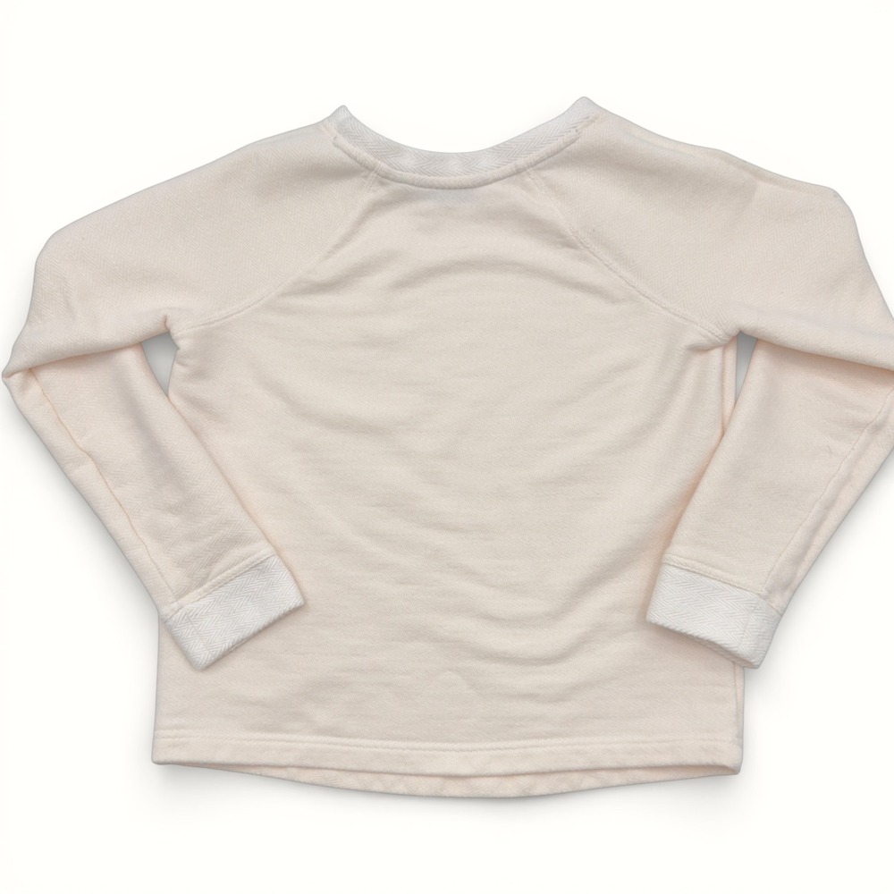 Orvis Womens XS Cream Herringbone Textured 100% Cotton Raglan Sweatshirt Preppy - Picture 3 of 10